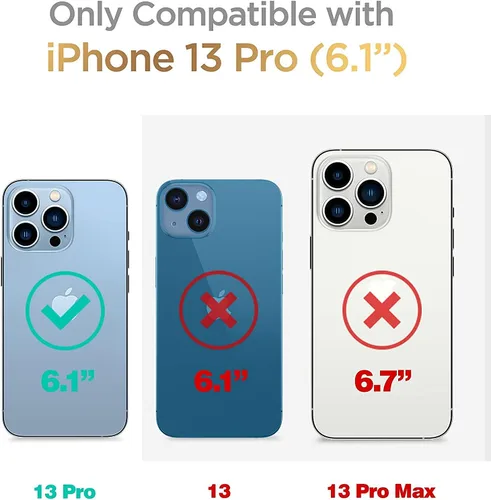 Miniatura 2 de Funda tipo cartera compatible con iPhone 13 Pro de 6.1 pulgadas, funda protectora delgada con tarjetero, piel sintética de alta calidad, ranuras