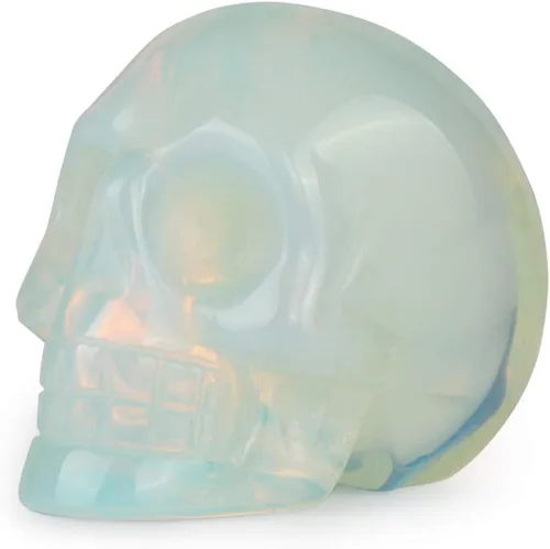Miniatura 16 de Artistone Estatuas de calavera de cristal de 2.0 pulgadas, figuras de esqueleto humano talladas a mano, escultura de hueso de cabeza, estatua