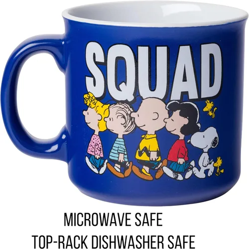 Miniatura 3 de Silver Buffalo Peanuts Squad With Sally, Linus, Charlie Brown, Lucy, Snoopy y Woodstock - Taza de cerámica para caravana, 20 onzas Peanuts Squad