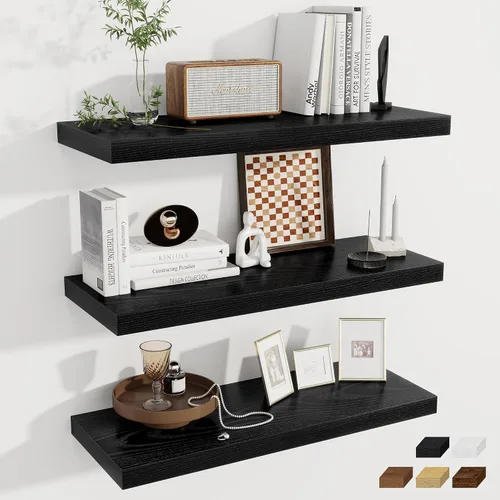 Miniatura 59 de Fun Memories Estantes flotantes de 12 pulgadas de profundidad, estantes de pared de madera de 16 x 12 pulgadas, estante de almacenamiento rústico
