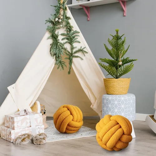 Miniatura 6 de Namalu 2 almohadas de nudo, decorativas, redondas, de felpa, círculo, anudadas, suaves, para habitación, sofá, hogar, cama, suelo