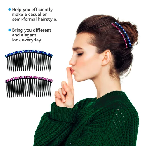 Miniatura 2 de Peines laterales con diamantes de imitación para mujer, peine de flequillo, pinzas para el cabello, accesorios para el cabello, peine decorativo 24