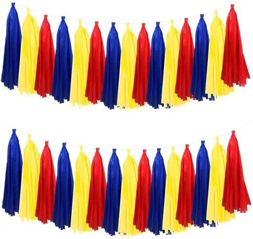 Miniatura 19 de We Moment Borlas de Papel de Seda Azul Marino Azul Claro Guirnalda de Borlas para Fiestas para Decoraciones de Fiestas, Kits de Bricolaje, 15 Piezas