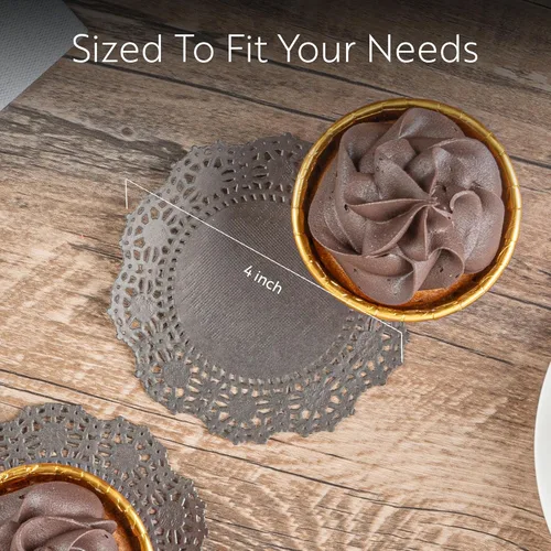 Miniatura 2 de Restaurantware Pastry Tek Blondas de Encaje de 4 x 4 Pulgadas 100 Vajilla Decorativa - Blondas de Mesa Desechables Redondas de Papel Negro