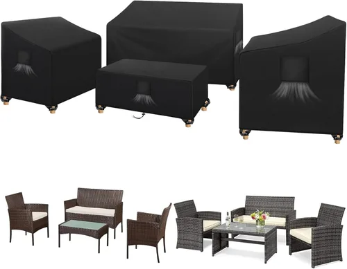 SIRUITON Funda impermeable para muebles de exterior, 4 piezas, fundas para muebles de patio, fundas para muebles de patio, 210D, tela resistente y