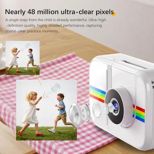 Miniatura 4 de Cámara para niños, impresión instantánea, cámara digital para niños con papel de impresión de 3 colores, 32 GB y mini trípode, video de 48 MP