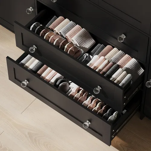 Miniatura 6 de VOWNER Armario de clóset con cajones y espejo, gabinete de almacenamiento de ropa de 71" con barra para colgar, armario de clóset de madera de 6