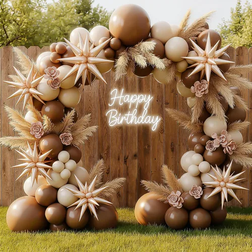 Miniatura 5 de 9 piezas de globos de estrella beige, grandes globos de papel de aluminio en forma de estrella en explosión, globos de Mylar en punta color crema