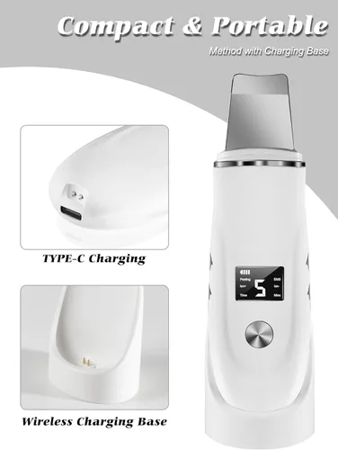 Miniatura 5 de Espátula facial 4 en 1 para limpiar los poros, espátula facial para limpieza facial profunda con cargador USB