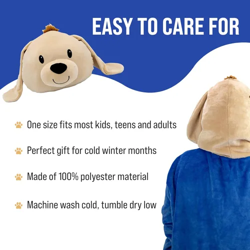 Miniatura 5 de Manta con capucha - Manta con capucha para niños - Manta portátil para niños - Almohada de felpa Perro Dougie