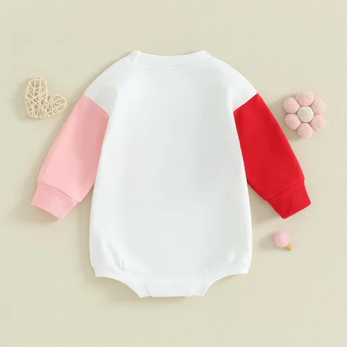 Miniatura 99 de SOLILOQUY Traje de manga larga con cuello redondo para el primer día de San Valentín para bebé niño y niña, mameluco de corazón de amor