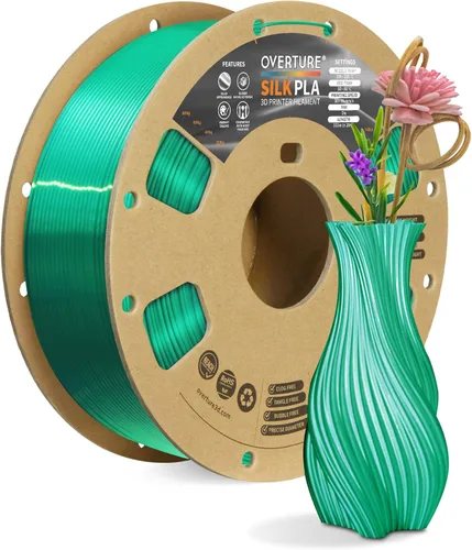 Miniatura 11 de OVERTURE - Paquete de filamento de seda PLA, sin obstrucciones, brillante, filamento metálico brillante para impresora 3D, carrete de 1 kg * 4