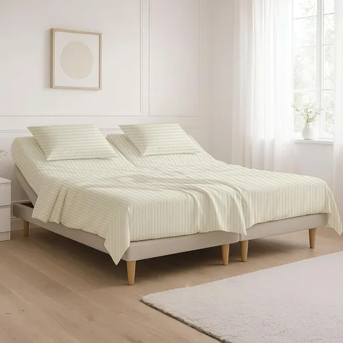 Miniatura 26 de NON Sticky cotton Juego de sábanas de 4 piezas para cama ajustable con números de sueño, 100% algodón egipcio, cabezal flexible de 34 pulgadas, se