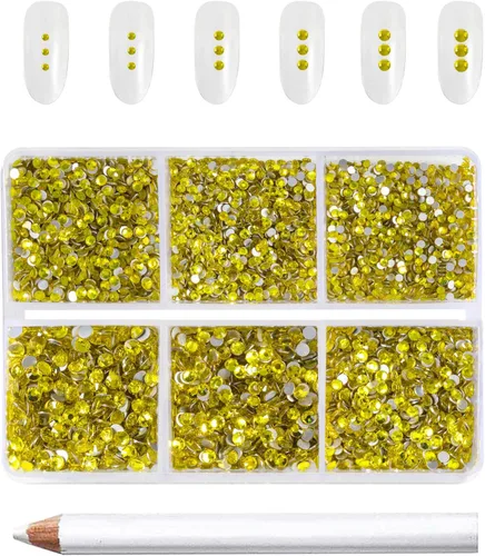 Miniatura 31 de Beadsland 7200 piezas de diamantes de imitación con parte trasera plana, diamantes de imitación transparentes para uñas, gemas redondas de cristal