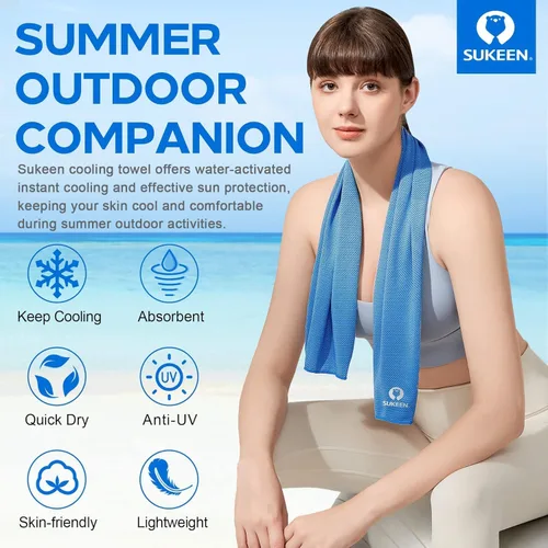 Miniatura 4 de Sukeen Paquete de 8 toallas de enfriamiento (40 x 12 pulgadas), envolturas refrescantes para el cuello, toalla de hielo para climas cálidos, toalla