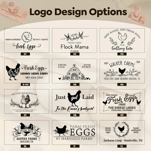 Miniatura 5 de Terwex Sellos de Cartón de Huevos Personalizados, Sello de Cartones de Huevos Personalizado, Sello de Goma para Cartones de Huevos Frescos