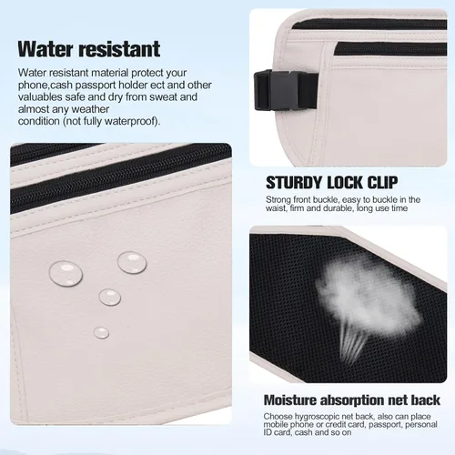 Miniatura 108 de DAITET Cinturón de dinero, soporte para pasaporte, cartera de viaje oculta segura con bloqueo RFID, riñonera encubierta (negro), Negro, Rfid