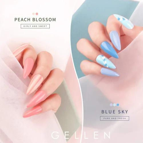 Miniatura 2 de Gellen Juego de 6 esmaltes de uñas de gel UV LED, colección de colores variados, 8 ml, cada uno 6 unidades - Verano Azul Blanco