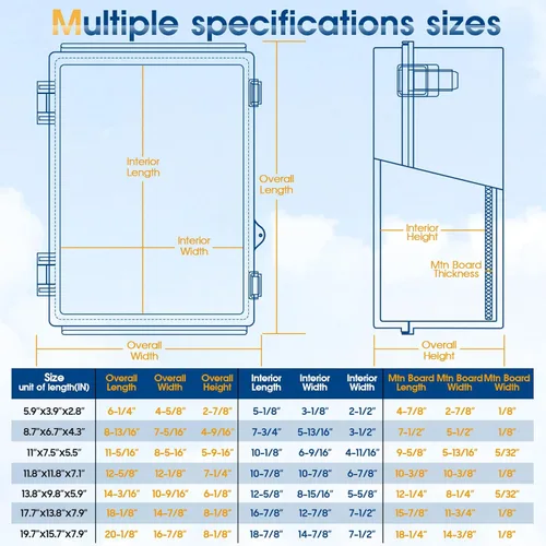 Miniatura 5 de Caja de conexiones de plástico ABS impermeable para proyectos al aire libre, IP67, resistente a la intemperie, a prueba de polvo con cubierta