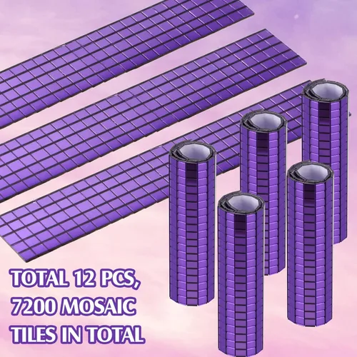 Miniatura 4 de Azulejos de mosaico autoadhesivos para proyectos de manualidades, 0.197 x 0.197 in (morado, 7200 piezas)