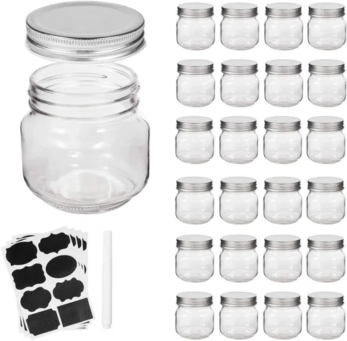 Miniatura 12 de Accguan Tarros Mason de 2 onzas, botellas de jengibre con tapas plateadas, tarros de yogert de vidrio, tarro de vela, miel, mermelada, gelatina