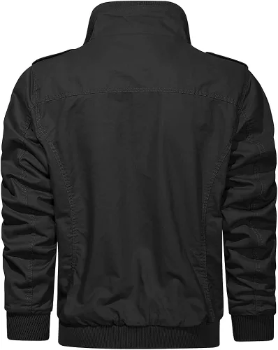 Miniatura 2 de HJWWIN Chaqueta militar de algodón para hombre, chaqueta tipo bomber con múltiples bolsillos