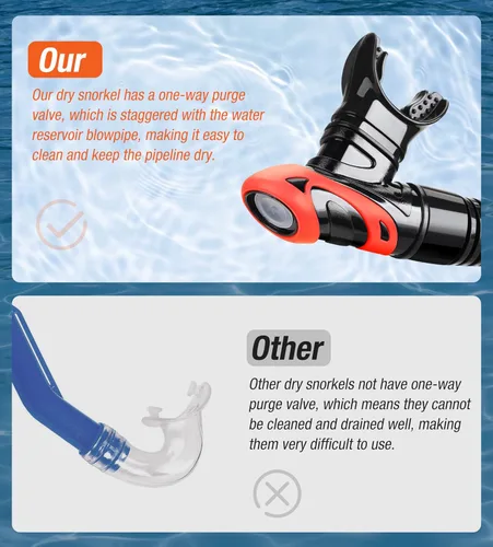 Miniatura 5 de Aegend - Esnórquel seco para buceo para adultos y jóvenes - Equipo de snorkel con válvula seca superior, perfecto para snorkel, buceo libre, Naranja