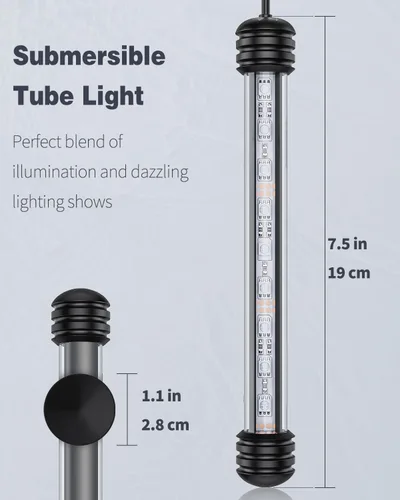 Miniatura 4 de Pawfly Luz LED para Acuario de 1.8 W, Luz Submersible de 7.5 Pulgadas Bajo el Agua para Tanque de Peces con Temporizador de Encendido/Apagado