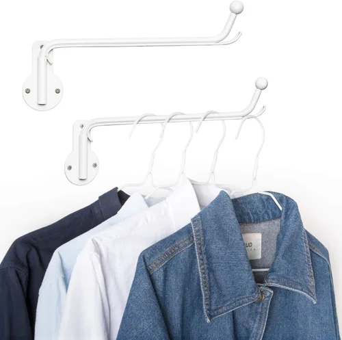 Mkono Colgador de ropa montado en la pared con soporte para brazo oscilante, gancho de metal para colgar la ropa, estante de secado de lavandería,