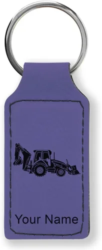 Miniatura 24 de LaserGram Llavero rectangular, retroexcavadora, grabado personalizado incluido