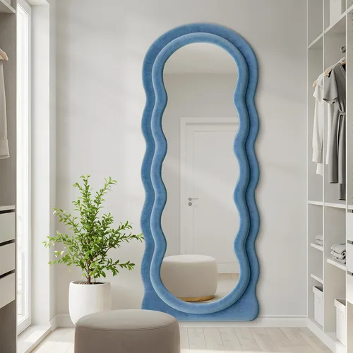 Miniatura 6 de Anpark Espejo de longitud completa de 63 x 24 pulgadas, espejo arqueado ondulado de cuerpo completo para montar en la pared con soporte, marco