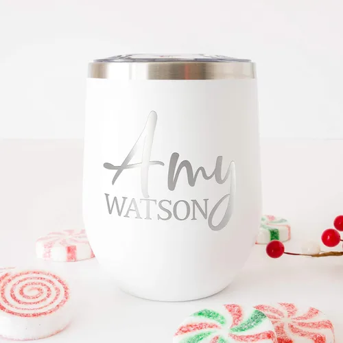 Miniatura 4 de Regalos para el Día de la Madre para mamá, vaso de vino personalizado con tapa, 12 onzas, negro, regalos personalizados para mujeres, vasos aislados