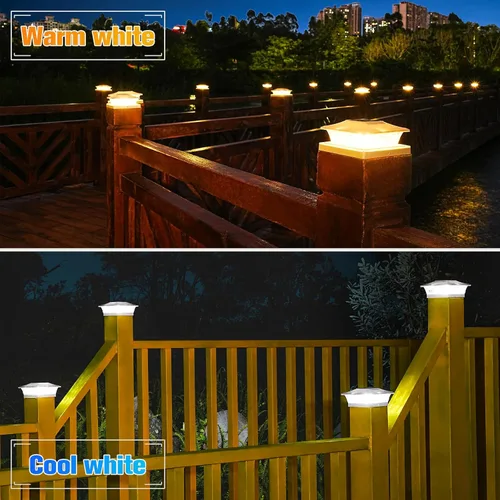 Miniatura 3 de VOLISUN - Faroles solares para postes de 4x4/6x6, para cercas de madera/vinilo, para patio/jardín, blanco cálido con 2 modos de iluminación