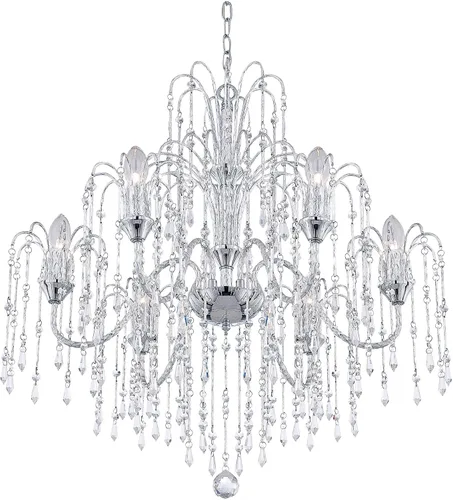Miniatura 4 de Vienna Full Spectrum Lámpara de araña cromada plateada de 29 pulgadas de ancho, brazo curvado de cristal transparente, 6 lámparas, comedor, casa