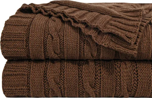 Miniatura 13 de NTBAY Manta de punto de cable de 100 % algodón puro, súper suave y cálida de 51 x 67 pulgadas, manta de punto para sofá, sillón, cama, extra Amarillo