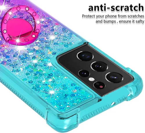 Miniatura 5 de Funda para Samsung Galaxy S21 Ultra 5G, Gradient Quicksand Series Glitter Bling Flowing Liquid Floating TPU Bumper Cushion Reforzado Corners Women