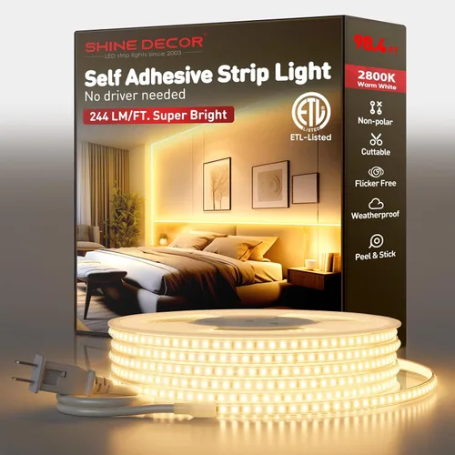 Miniatura 19 de Shine Decor Tira de luz LED súper brillante de 4000LM, Plug & Play de 120V sin controlador, cableado fácil, sin parpadeo, resistente a la intemperie