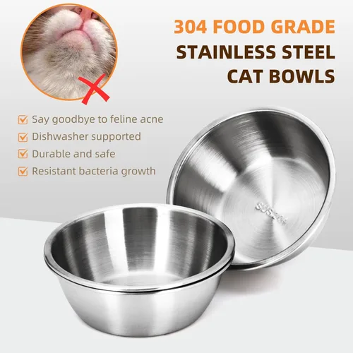 Miniatura 3 de Cuencos elevados para gatos con base antideslizante, platos elevados para gatos con soporte integrado inclinado a 15° antivómito, incluye 3 cuencos