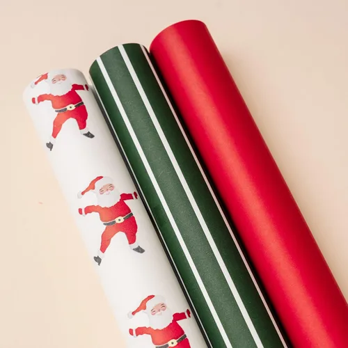 Miniatura 7 de Merry Market Rollos de Papel de Regalo de Navidad, Papel de Regalo Mate Premium, Rollo Grande de 30" x 168" pulgadas, Diseño de Rayas de Santa