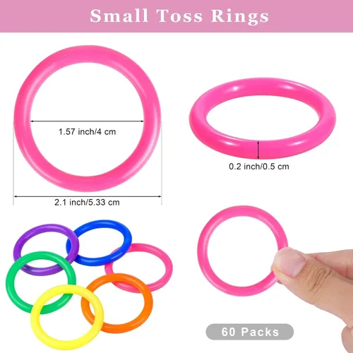 Miniatura 3 de Aodaer 60 Pack Ring Toss Rings Plastic Carnival Rings for Carnival Party Favors Bottles Sport Ring Toss Game Fun Target Toys