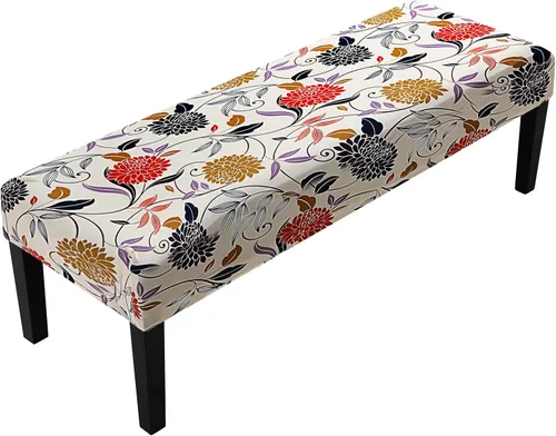 Miniatura 13 de Fuloon - Funda elástica de jacquard para banco de comedor, antipolvo, desmontable, funda para banco lavable, protector de cojín de asiento para Beige