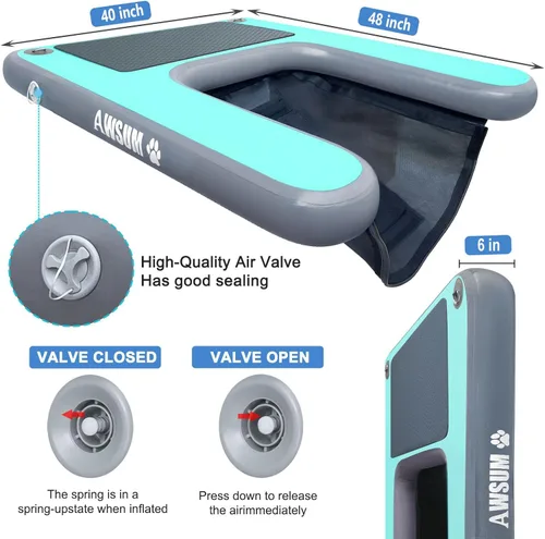 Miniatura 6 de AWSUM Rampa inflable para botes acuáticos para perros, escalera flotante para perros de hasta 230 libras en escalones de flotación de agua