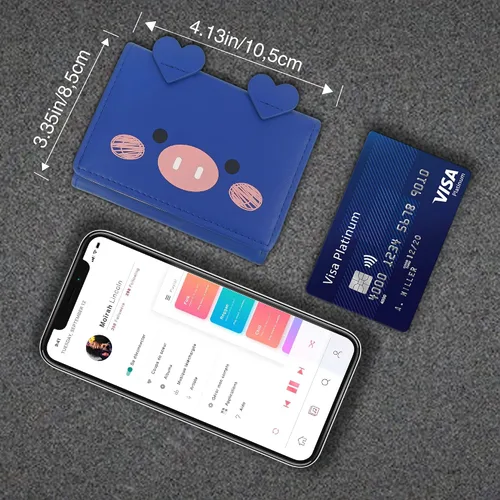 Miniatura 61 de CONISY Lindas carteras para mujer, de cuero con bloqueo RFID, pequeña cartera triple con ventana de identificación para niñas y mujeres