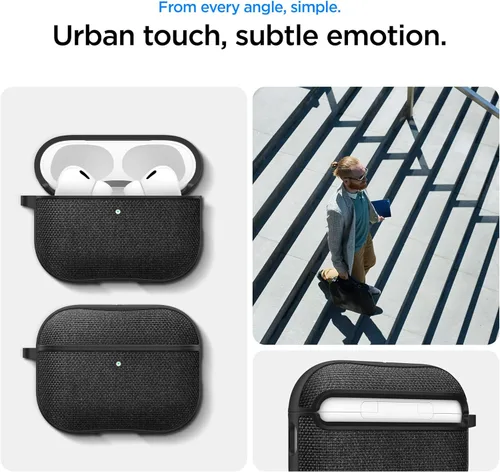 Miniatura 4 de Spigen Funda para AirPods Pro 3, Urban Fit Compatible con Funda de AirPods Pro de 3ª Generación (2025), Cubierta de Tela Premium con Mosquetón