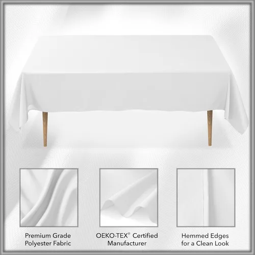 Miniatura 5 de Lann's Linens - Mantel rectangular de tela de poliéster de primera calidad para bodas, banquetes y restaurantes Blanco