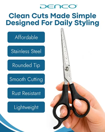 Miniatura 2 de Denco Tijeras de peinado de 5 pulgadas – Tijeras de corte de cabello de acero inoxidable de alta calidad con cuchillas de borde afilado y mango