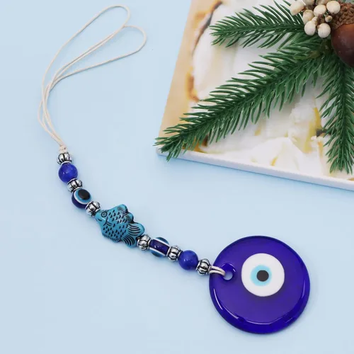 Miniatura 5 de 3 piezas de adorno colgante de ojo malvado azul hecho a mano con dije de la suerte colgante de pared accesorios para decoración interior de coche