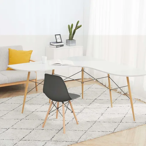 Miniatura 4 de Teamson Home Allan - Juego de 2 sillas de comedor laterales de plástico con patas de madera, color negro
