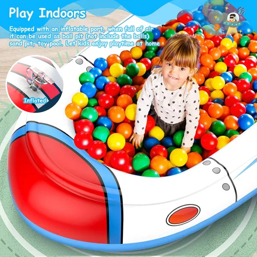 Miniatura 6 de Piscina infantil para niños pequeños, almohadilla de chapoteo para niños de 4 a 8 años, piscina inflable 3 en 1 de 68 pulgadas para niños, patio