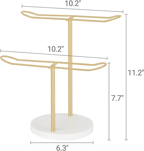 Miniatura 6 de Organizador con soporte para diademas Dahey de metal de 2 niveles, soporte de exhibición para aros para el pelo, organizador para diademas